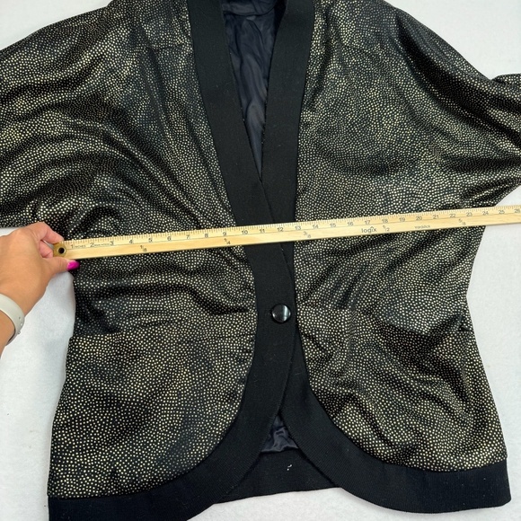 Barucci Exclusive Button Jacket Mens Size 50 Black Gold Dot Metallic Vintage - Picture 3 of 10